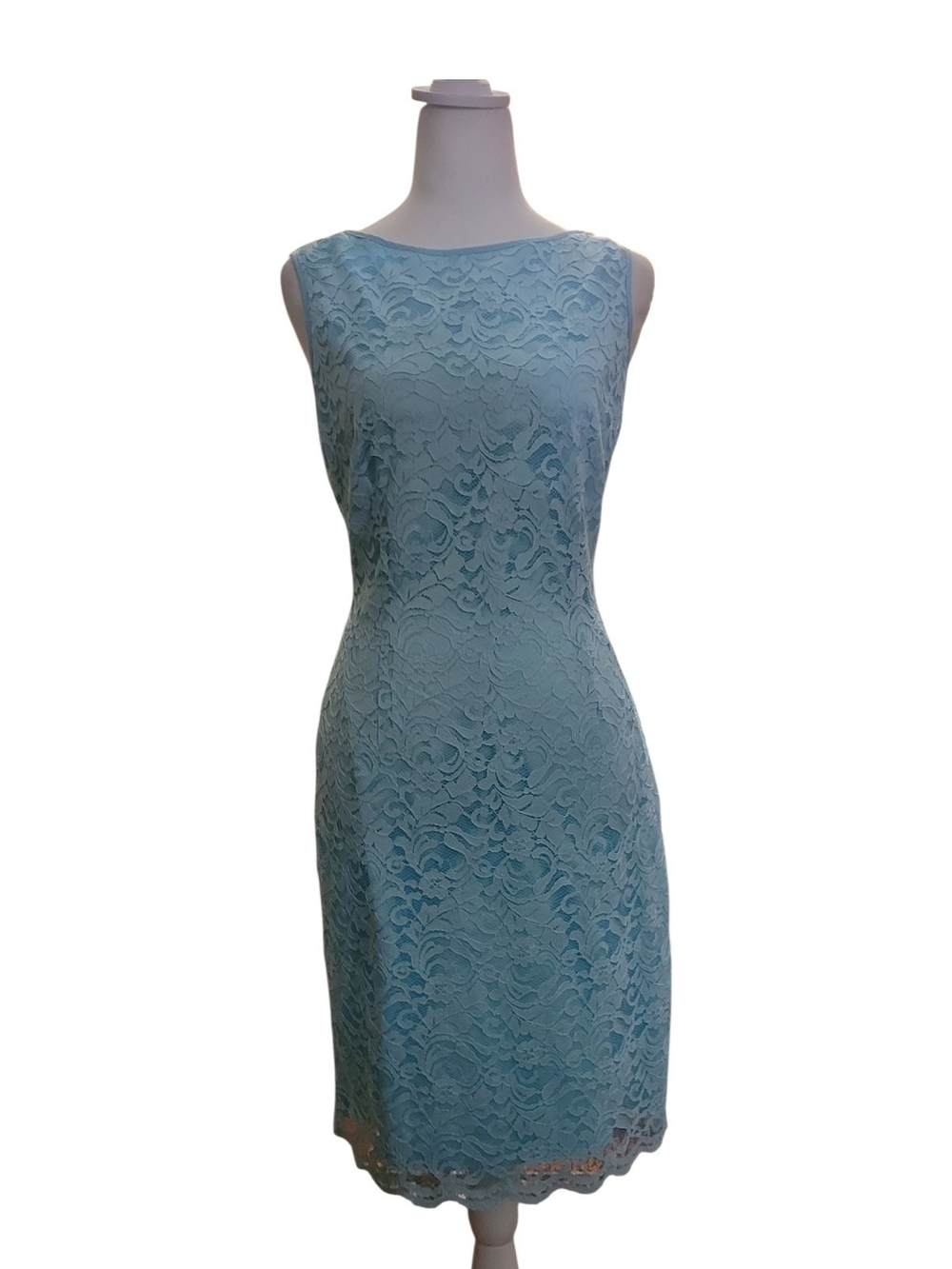 Tahari Light Blue Lace Sheath Midi Dress
